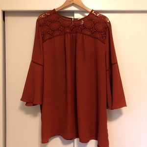 Flowy Burnt Orange Long Sleeved Top